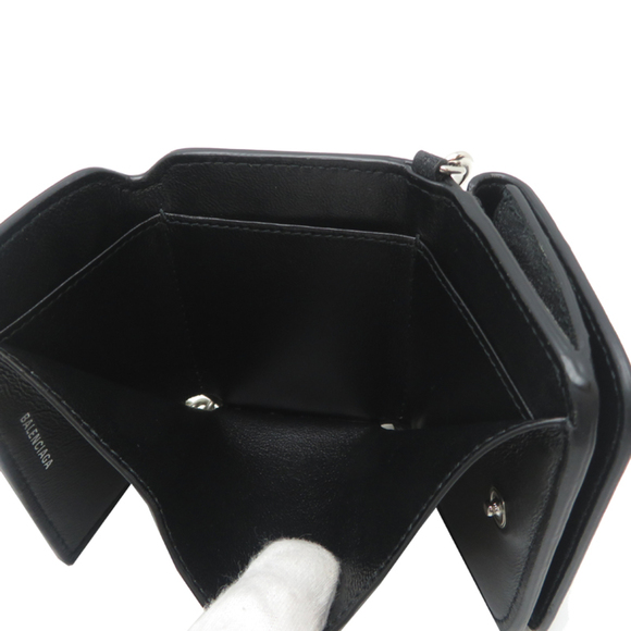 Balenciaga Women's Chain Wallet, Tri-fold Wallet 618145, Leather, Black - Picture 6 of 9